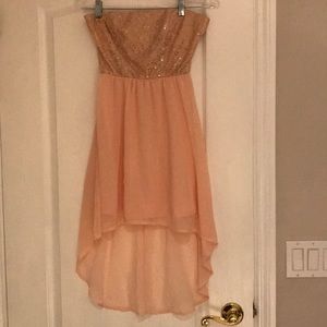 Socialite strapless sequins high low hem dress